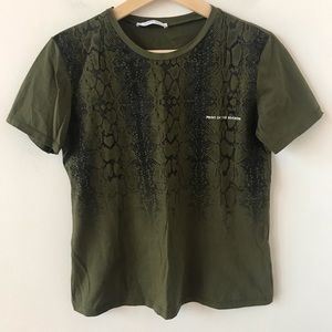 Zara snake print green t shirt